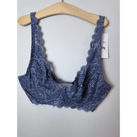 Hanro Moments 1467 Underwire Bra Size 34D pigeon Blue/gray NWT $160 - Picture 11 of 12